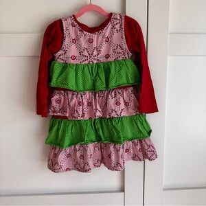 Festive Red and Green Kids Dress
